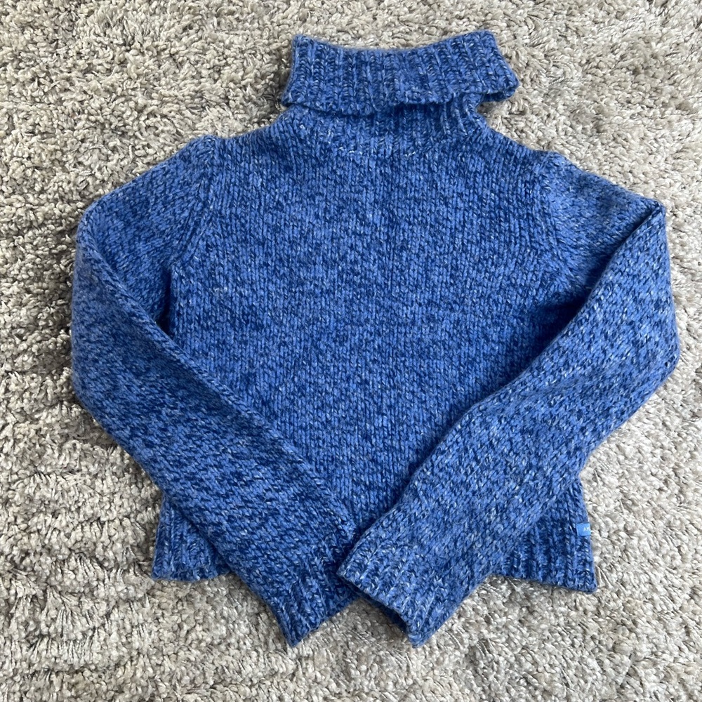 American Eagle Outfitters Wool Blend Heathered Blue Turtleneck Sweater